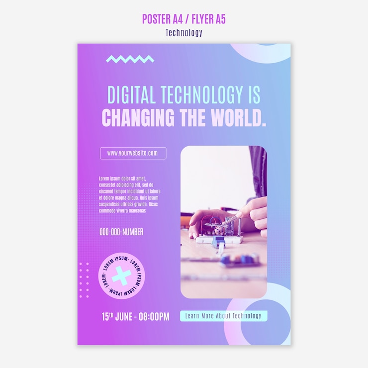 무료 PSD 그라데이션 기술 템플릿 디자인