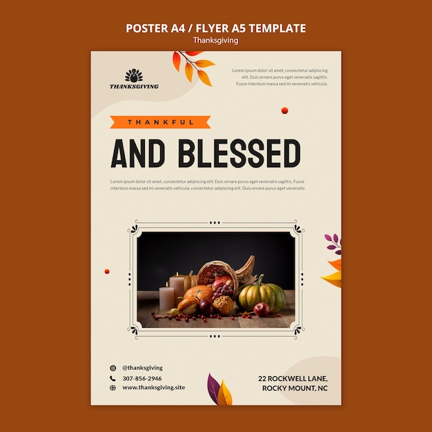 Free PSD gradient thanksgiving celebration flyer