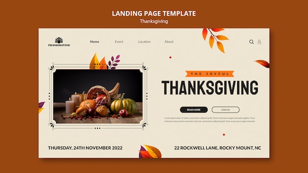 Free PSD gradient thanksgiving celebration landing page