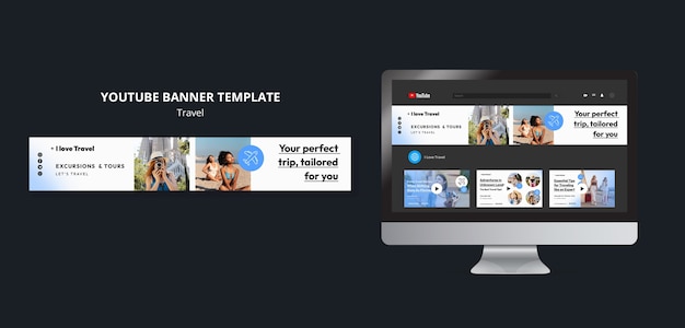 PSD gratuito gradient viaggio avventura banner youtube