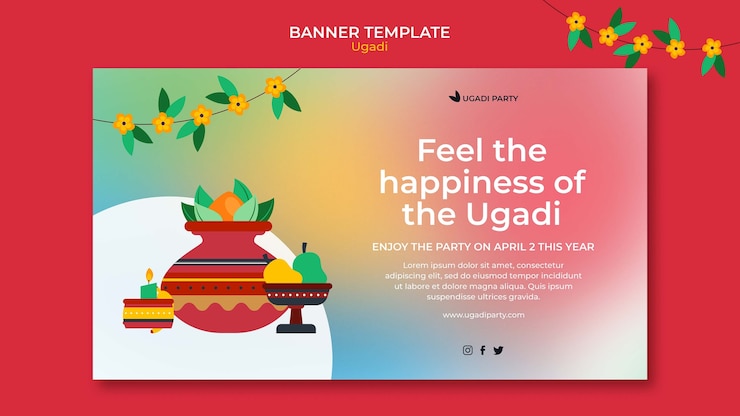 मुफ़्त PSD gradient ugadi template design
