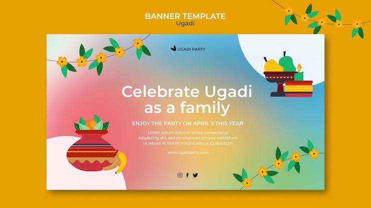 Free PSD gradient ugadi template design