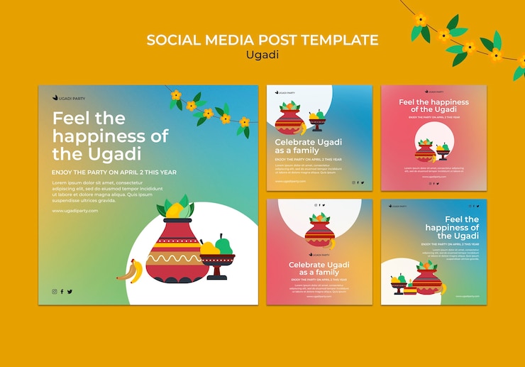 Free PSD gradient ugadi template design