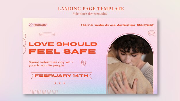 無料PSD グラデーションバレンタインデーのお祝いのランディングページ