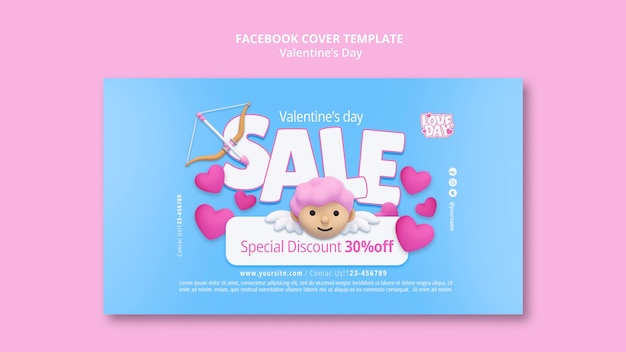 PSD gratuito cover di facebook per la celebrazione della festa di san valentino