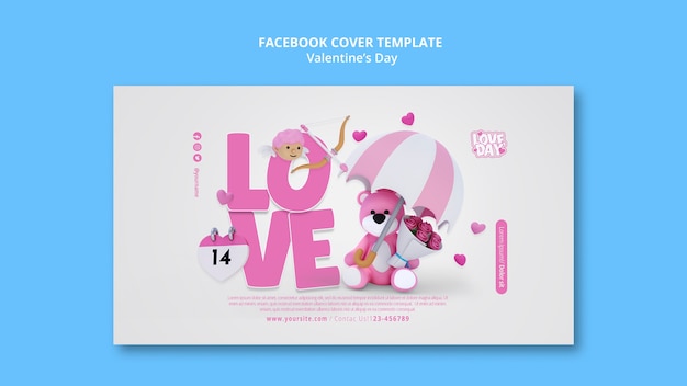 Free PSD gradient valentines day celebration facebook cover