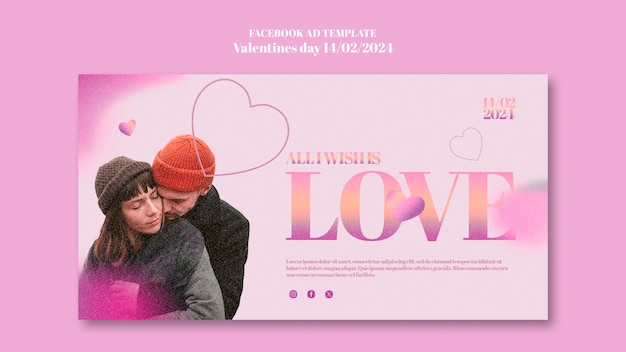 Gradient valentines day celebration facebook template