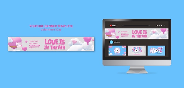 Free PSD gradient valentines day celebration  youtube banner