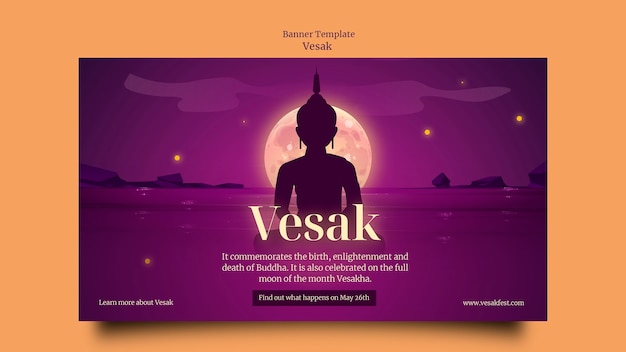 PSD gratuito disegno del modello di banner vesak sfumato