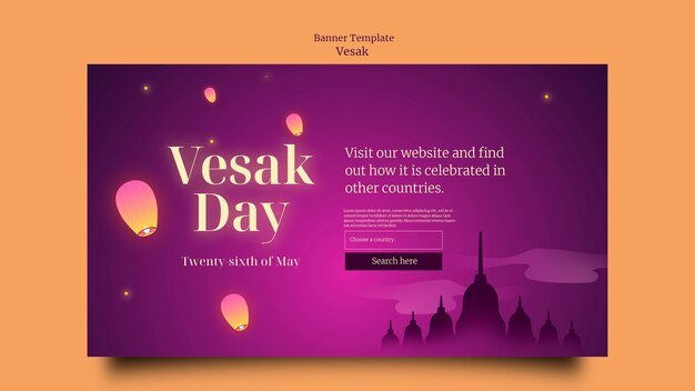 Gradient vesak banner template design