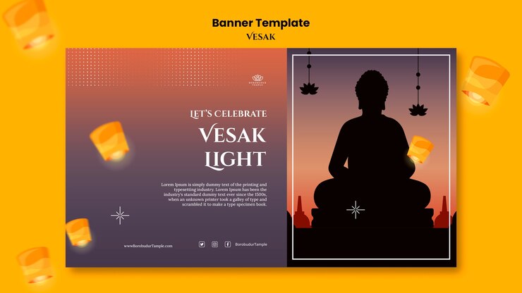 मुफ़्त PSD gradient vesak celebration banner template
