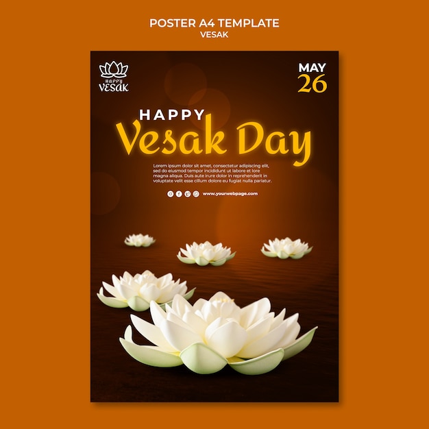 Gradient vesak celebration poster template design