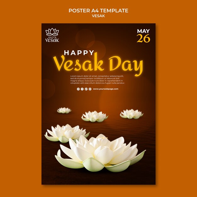 Gradient vesak celebration poster template design
