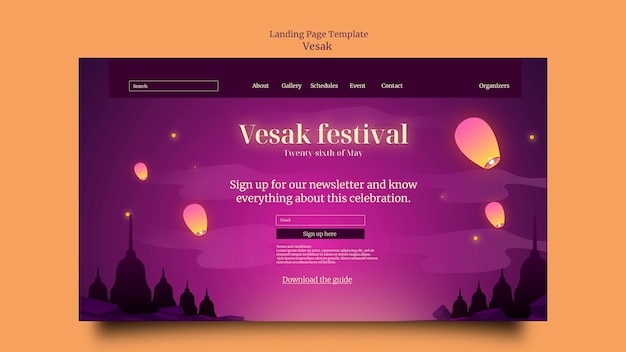 Gradient vesak landing page template design