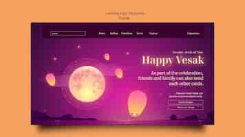 Free PSD gradient vesak landing page template design