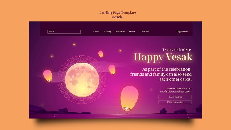 無料PSD グラデーションvesakランディングページテンプレートデザイン