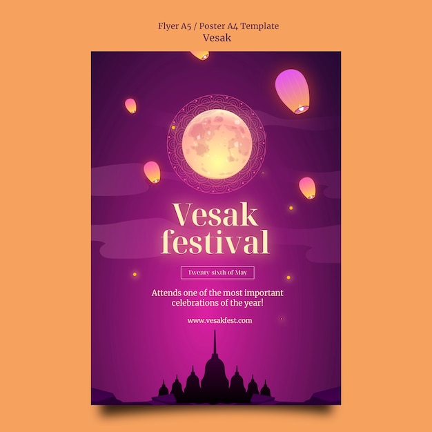 그라데이션 vesak 포스터 템플릿 디자인