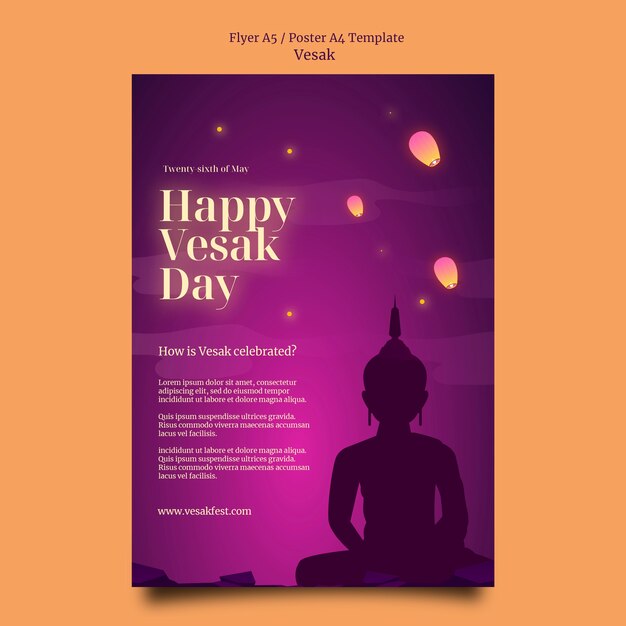 Gradient vesak poster template design
