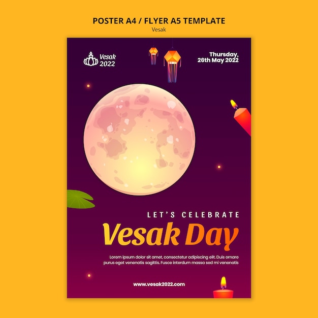 Gradient vesak poster template design