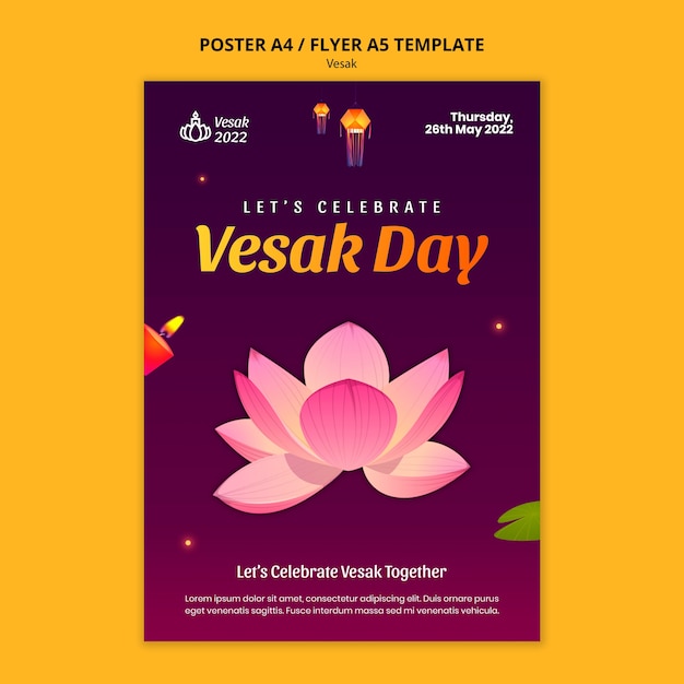 Free PSD gradient vesak poster template design