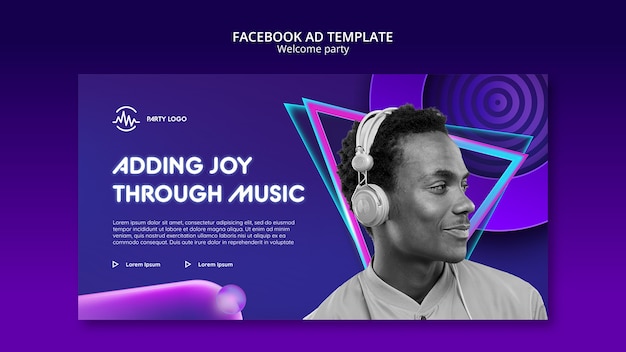 無料PSD グラデーションウェルカムパーティーfacebookテンプレート