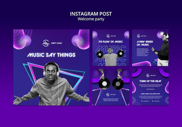 無料PSD グラデーションウェルカムパーティーinstagram投稿