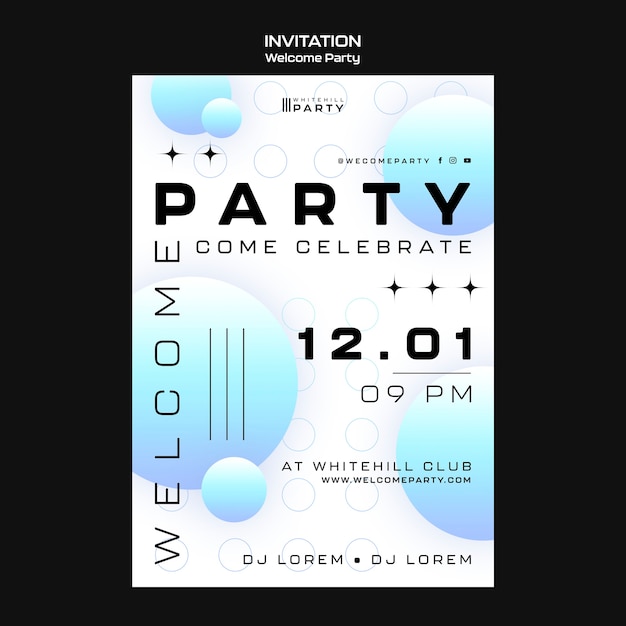 Free PSD gradient welcome party invitation