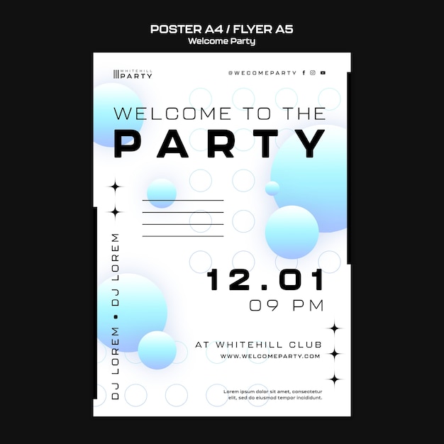 Free PSD gradient welcome party poster template