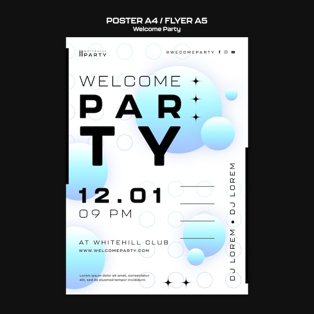 Free PSD gradient welcome party poster template