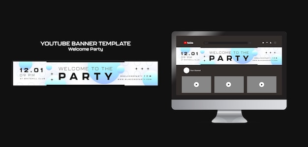 Free PSD gradient welcome party youtube banner