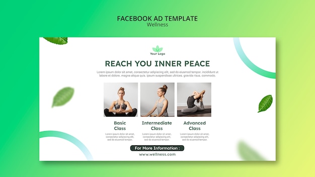 Gradient wellness concept facebook template