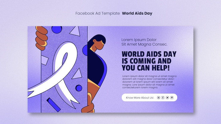 Free PSD gradient world aids day facebook template