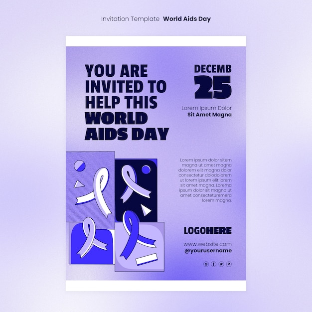 Gradient world aids day invitation template