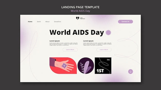 PSD gratuito pagina di destinazione della giornata mondiale contro l'aids a gradiente