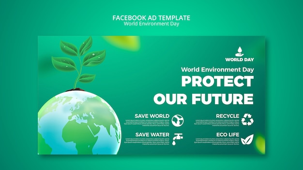 Бесплатный PSD Шаблон всемирного дня окружающей среды с градиентом