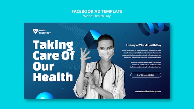 Free PSD gradient world health day facebook template