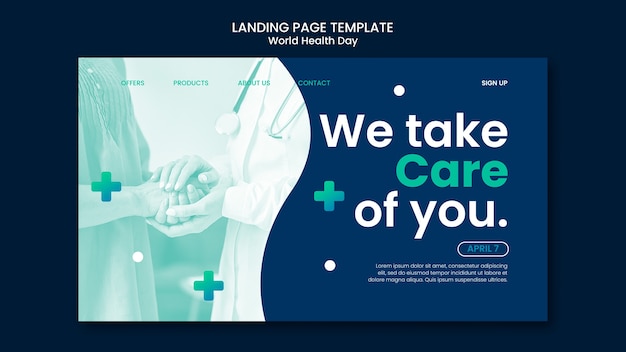 Free PSD gradient world health day landing page