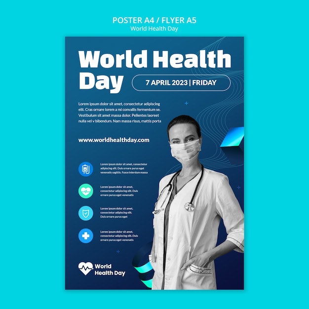 Gradient world health day poster template