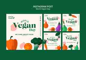 PSD gratuito post di instagram della giornata mondiale del vegano sfumati