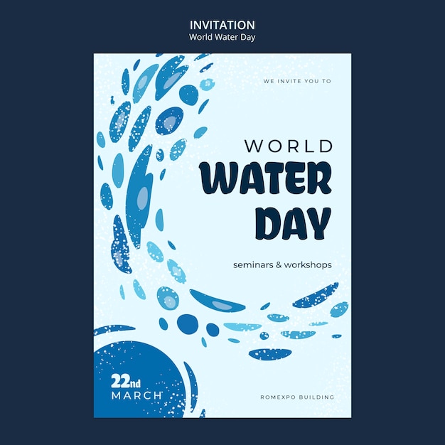 Free PSD gradient world water day invitation template
