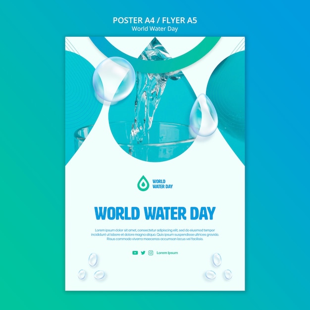 Gradient world water day template