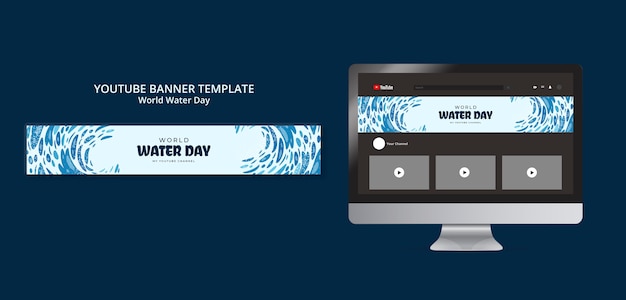 Free PSD gradient world water day youtube banner