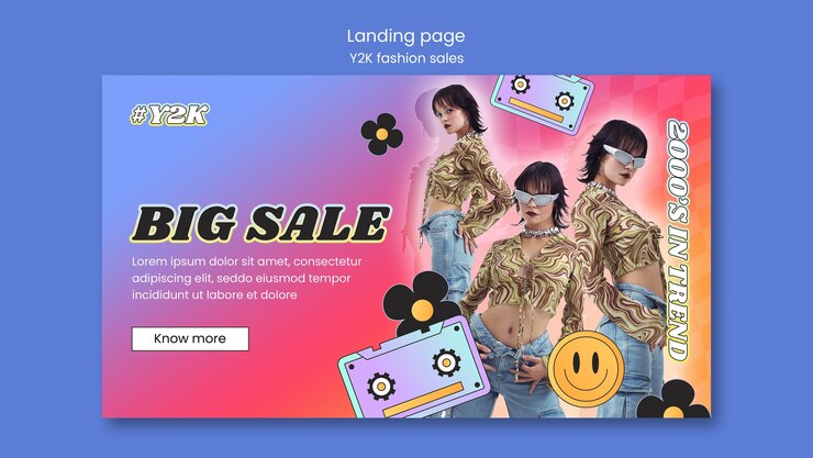 मुफ़्त PSD gradient y2k fashion sales landing page