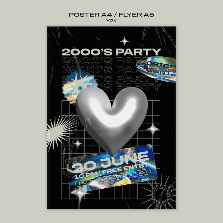 無料PSD グラデーション y2k テンプレート デザイン