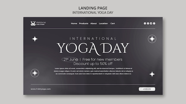 PSD gratuito modello di pagina di destinazione yoga gradiente