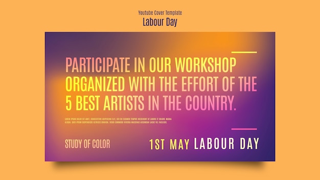 Gradient youtube cover template for labor day celebration