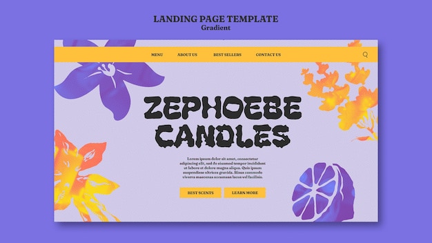 Free PSD gradients candle landing page template