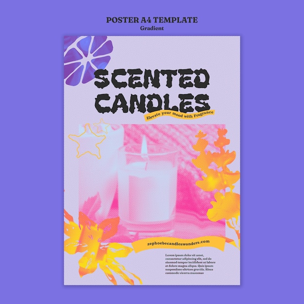 PSD gratuito modello di poster a candela con gradienti