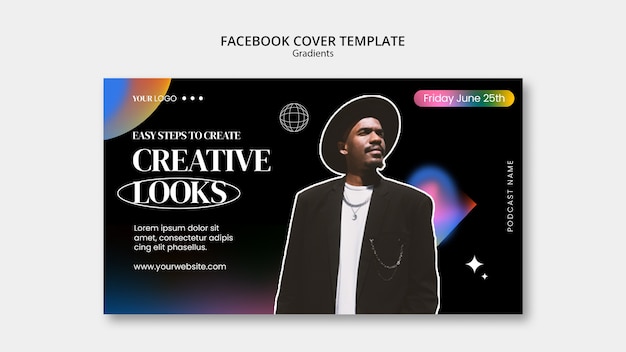 Free PSD gradients style facebook cover template