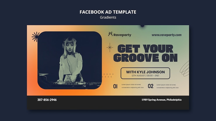 मुफ़्त PSD gradients style facebook template